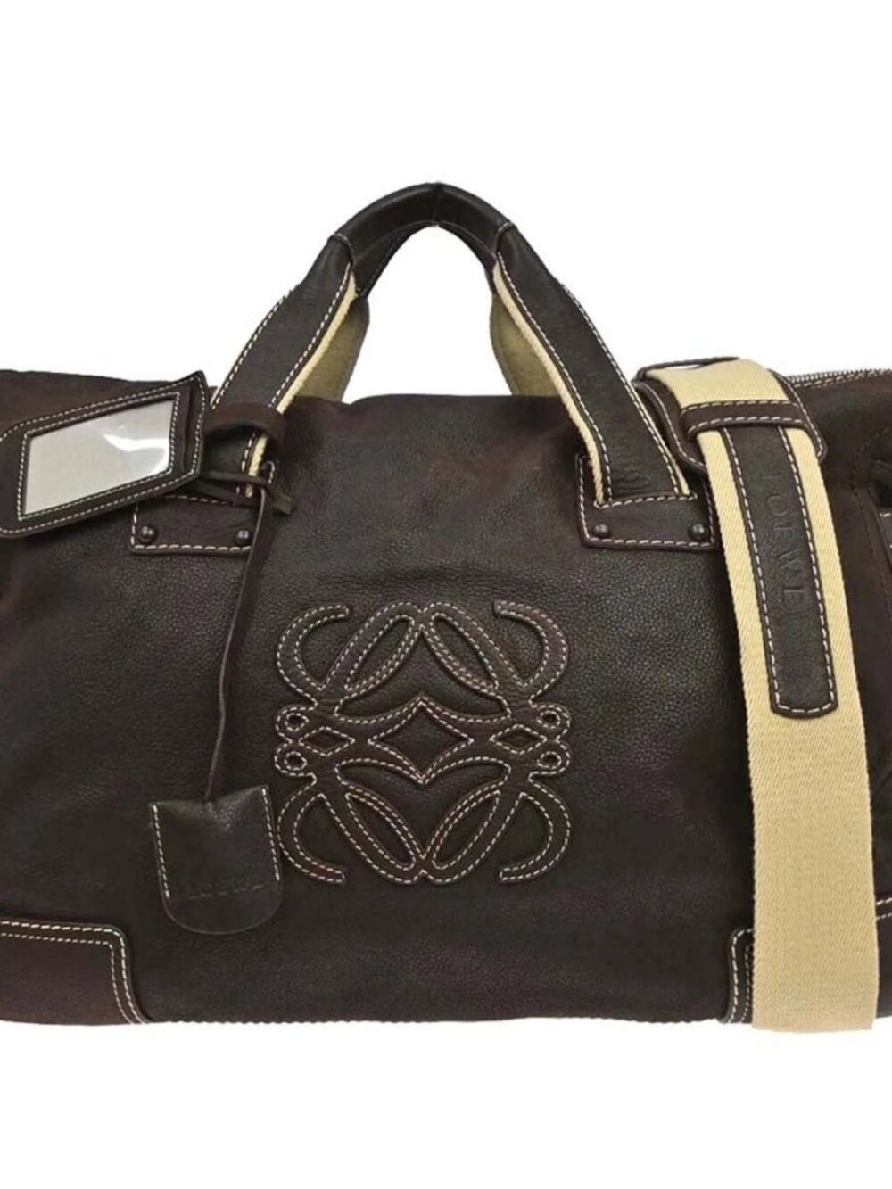 Loewe Brown Leather Anagram Duffle 2way Handbag 240803 179210